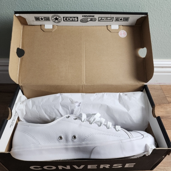 New Men’s Converse Jack Purcell Leather Sneakers - All White - Size 11.5 - Picture 9 of 10